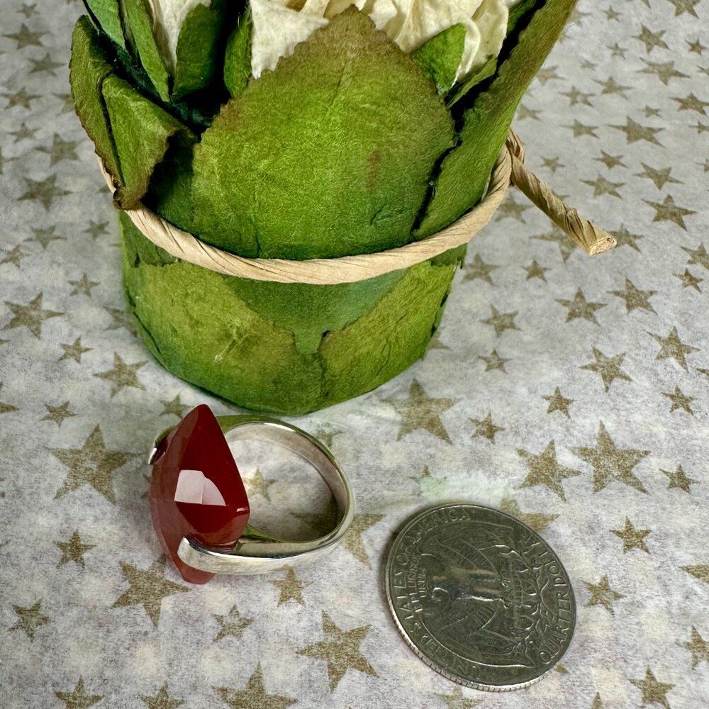 NEW Size 8 Real Sterling Silver and Genuine Carnelian Ring - Picture 6 of 6